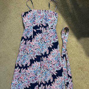 Lilly Pulizter Women's Size 0 Oyster Bay Blue Miss Shell Sandra Pants Jumpsuit